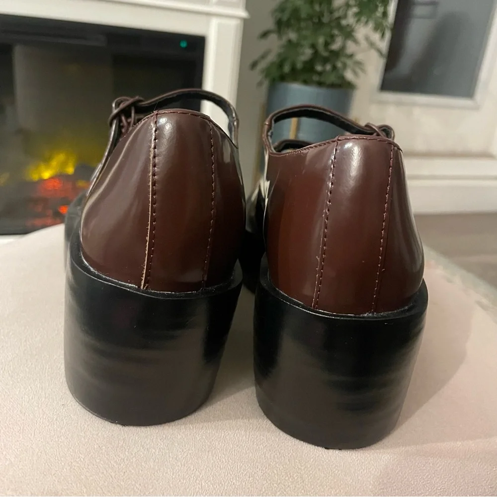 NWOT Camper Billie Platform Mary Jane Heeled Leather Shoes in Burgundy - Picture 5 of 13